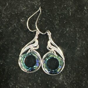 Kate Lynn Silver and Blue Crystal 1.5”  Earrings